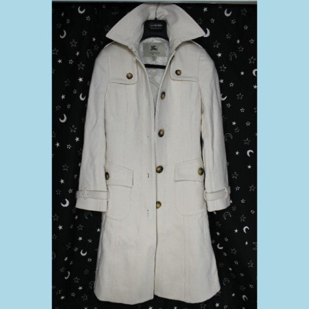 Burberry London Womens Military Trench Coat 36 2 Butter Heavy Wool Recent NEW